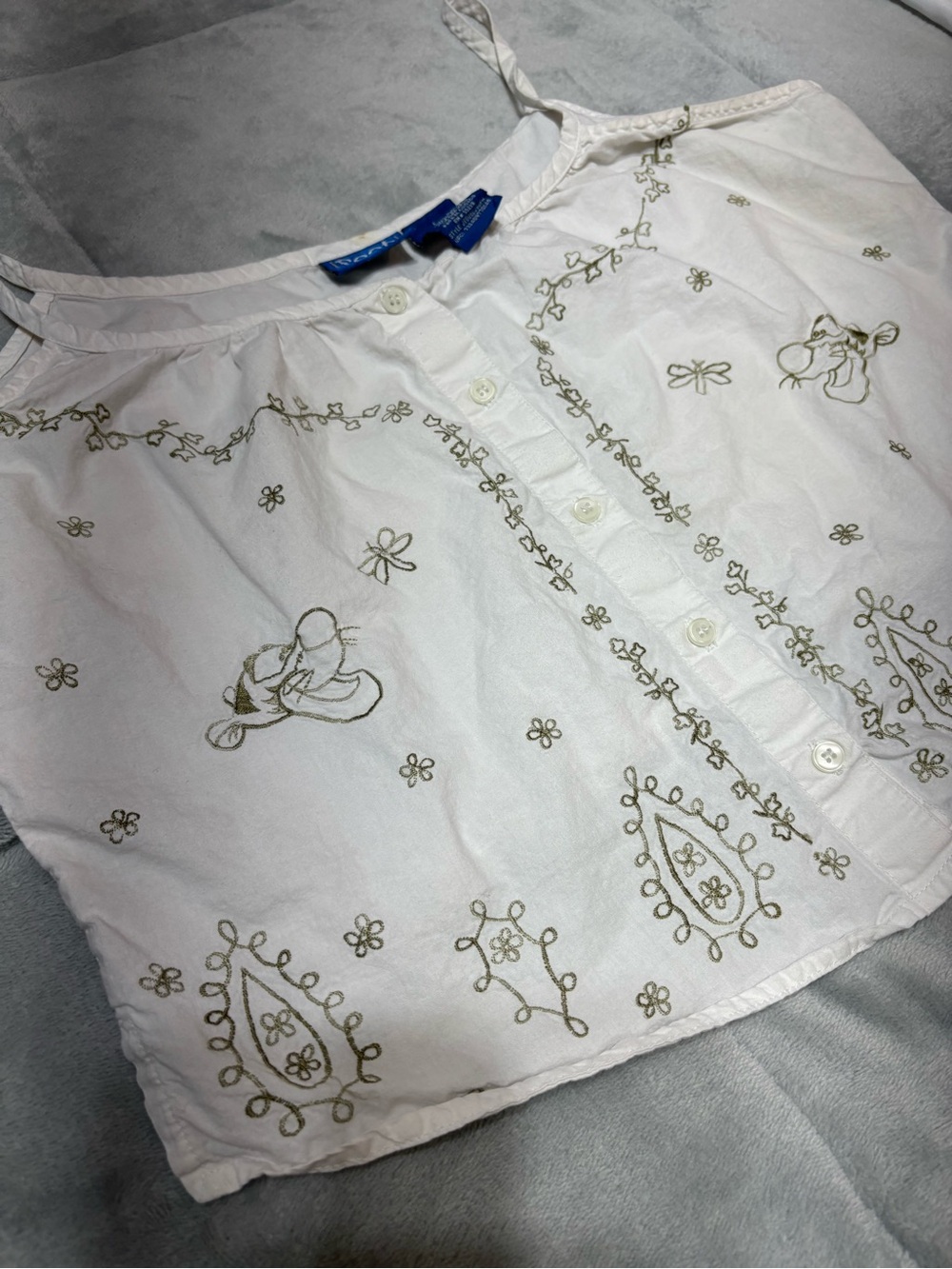 Vintage Disney Winnie the Pooh Tigger Tank Top Womens L Embroidered White FLAW